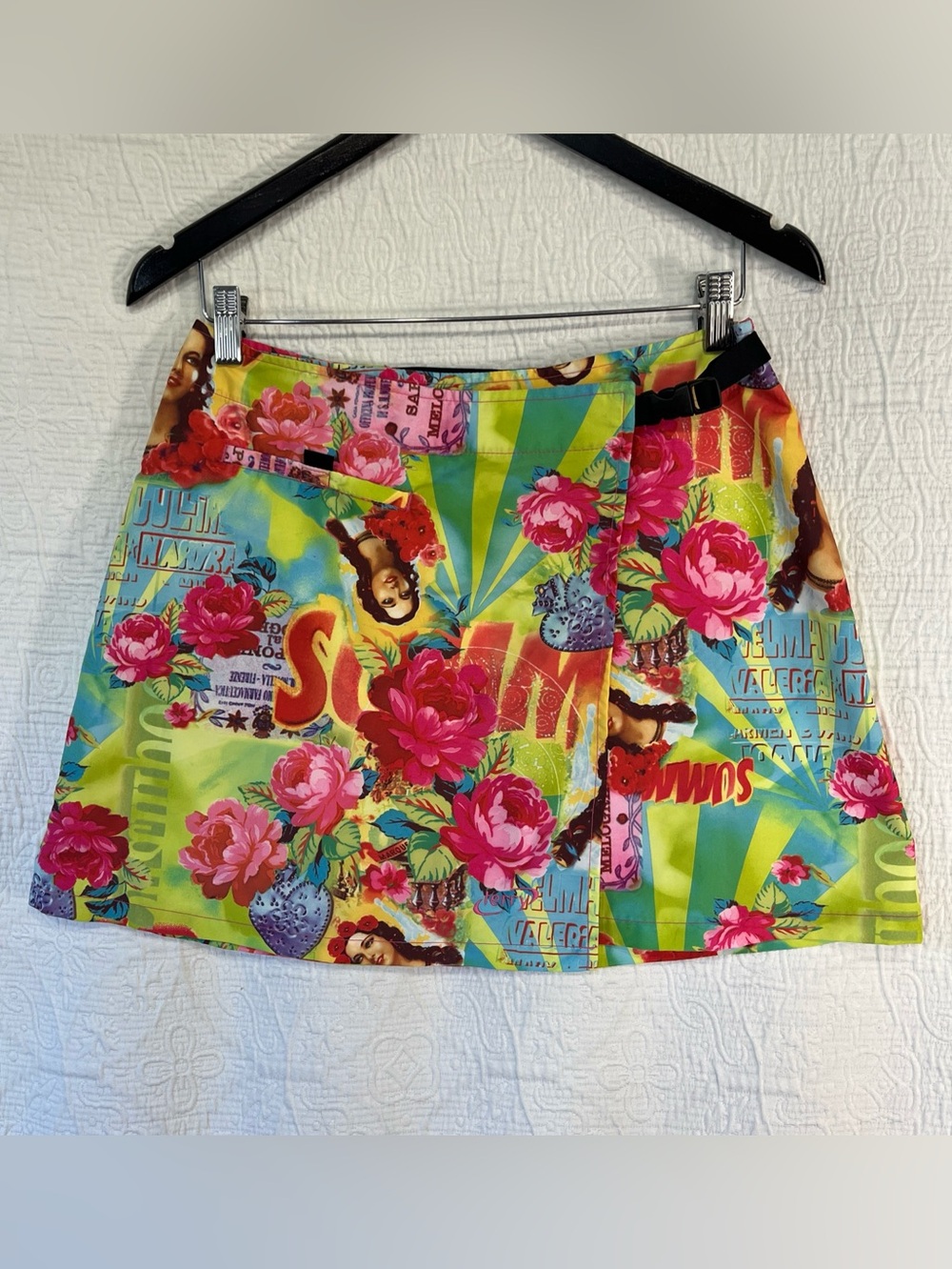 Terry Vintage Y2K Cycling Skirt Bike Wrap Mini USA Floral Camp Neon Sporty Med